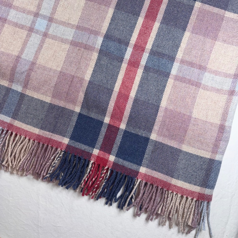 Storehouse Star Pillow Blue Red White Americana Knit Plaid Reversible 16"
